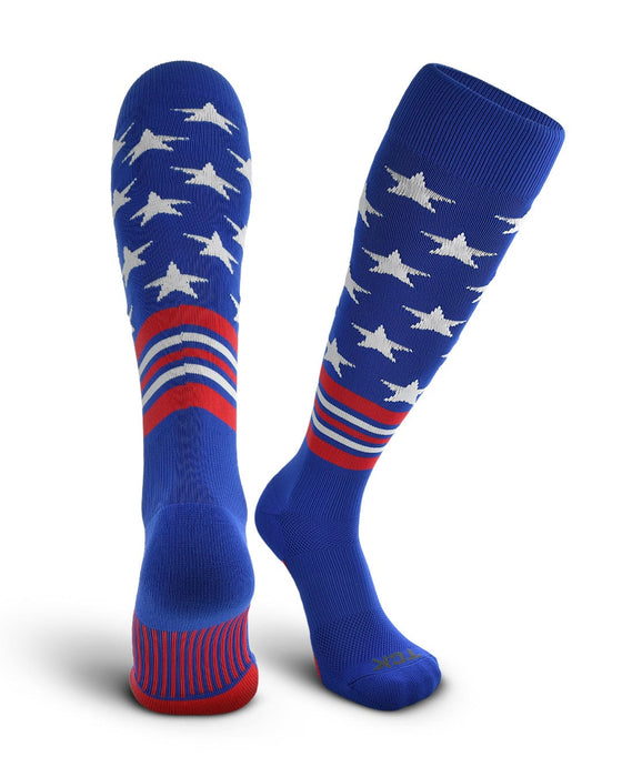 TCK Royal/Scarlet/White / Large TCK Freedom Dugout USA Made Stars & Stripes OTC Socks