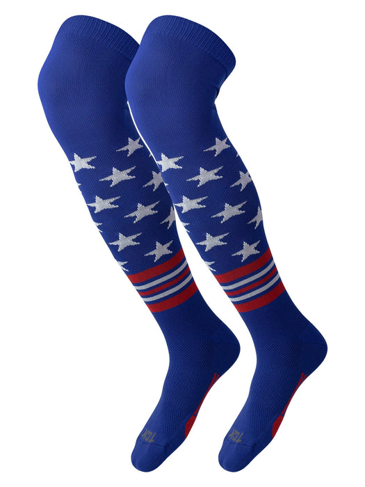 TCK Royal/Scarlet/White / Large TCK Freedom Dugout USA Made Stars & Stripes OTK Socks
