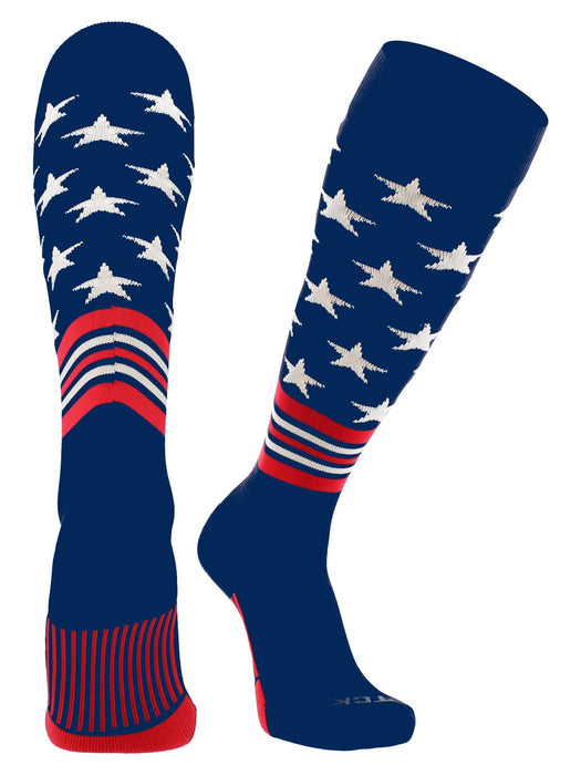 TCK Royal/Scarlet/White / Large USA Freedom Baseball Socks