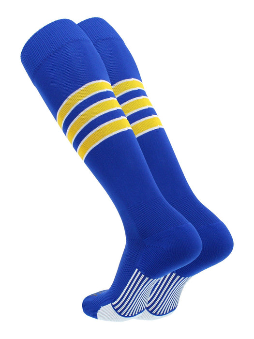 TCK Royal/White/Gold / X-Large Elite Performance Baseball Socks Dugout Pattern D