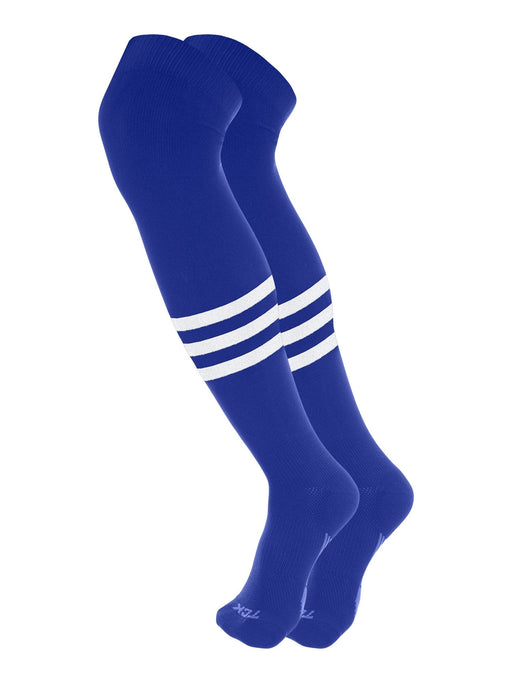 TCK Royal/White / Medium Dugout Striped Over the Knee Baseball Socks Pattern B