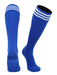 TCK Royal White / Medium European Striped Soccer Socks Fold Down Top