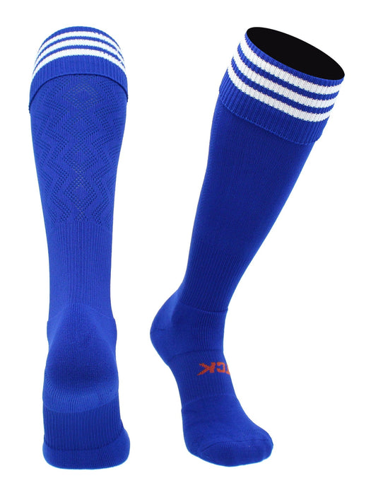 TCK Royal/White / Medium Premier Soccer Socks with Fold Down Stripes
