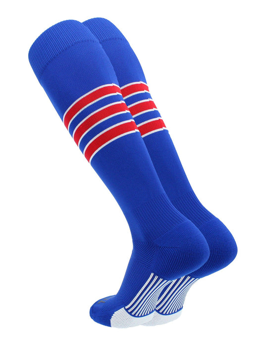 TCK Royal/White/Scarlet / X-Large Elite Performance Baseball Socks Dugout Pattern D