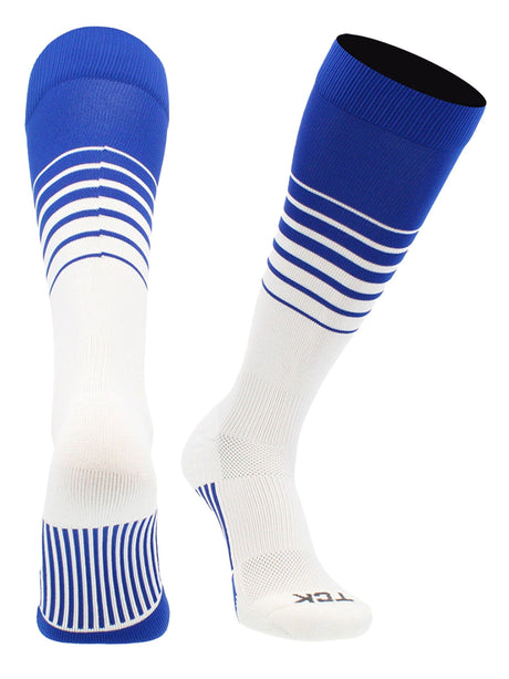 Elite Breaker Striped Socks: Extra Stretch for Shin Guards & Comfort