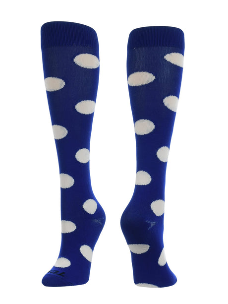 TCK Royal/White / Small Krazisox Polka Dot Over The Calf Socks