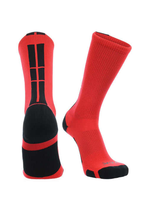 TCK Scarlet/Black / X-Large Baseline 3.0 Athletic Crew Socks Adult Sizes Team Colors