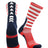 TCK Scarlet/Navy/White / Large Crew Length American Socks with USA Flag