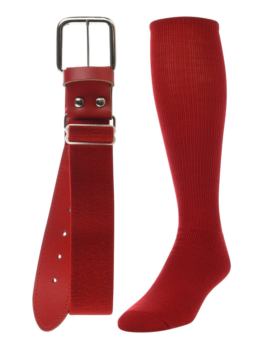 TCK Scarlet / Small Softball and Baseball Belts & Socks Combo For Youth or Adults
