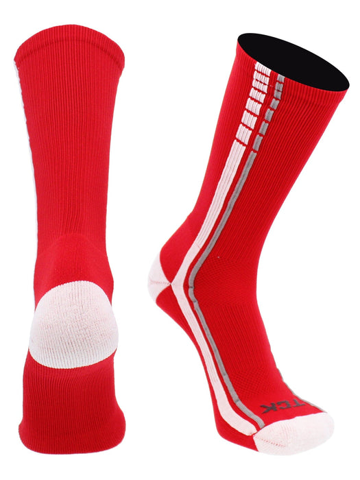 TCK Scarlet/White/Grey / Large Turbo Crew Athletic Sports Socks