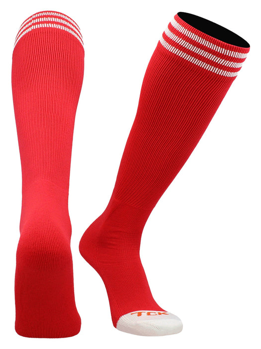 Red with White Stripes Tube Socks-TS-1