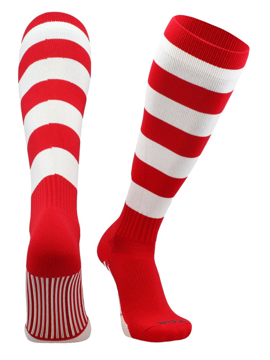 TCK Scarlet/White / Large Striped Rugby Socks