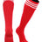 TCK Scarlet White / Medium European Striped Soccer Socks Fold Down Top