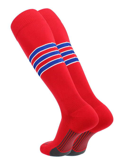 TCK Scarlet/White/Royal / X-Large Elite Performance Baseball Socks Dugout Pattern D