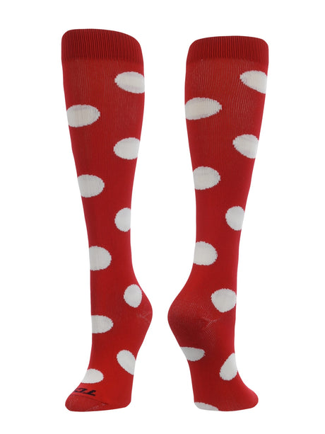 TCK Scarlet/White / Small Krazisox Polka Dot Over The Calf Socks