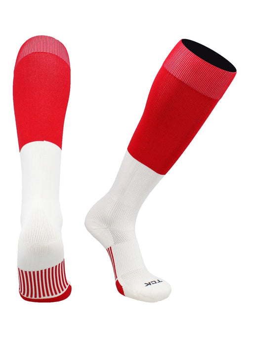 TCK Scarlet/White / X-Large Long Football Socks End Zone
