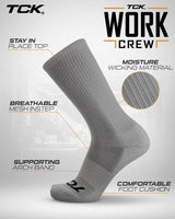 TCK Seamless, Cushioned Crew Socks: Moisture Wicking Work & Sport