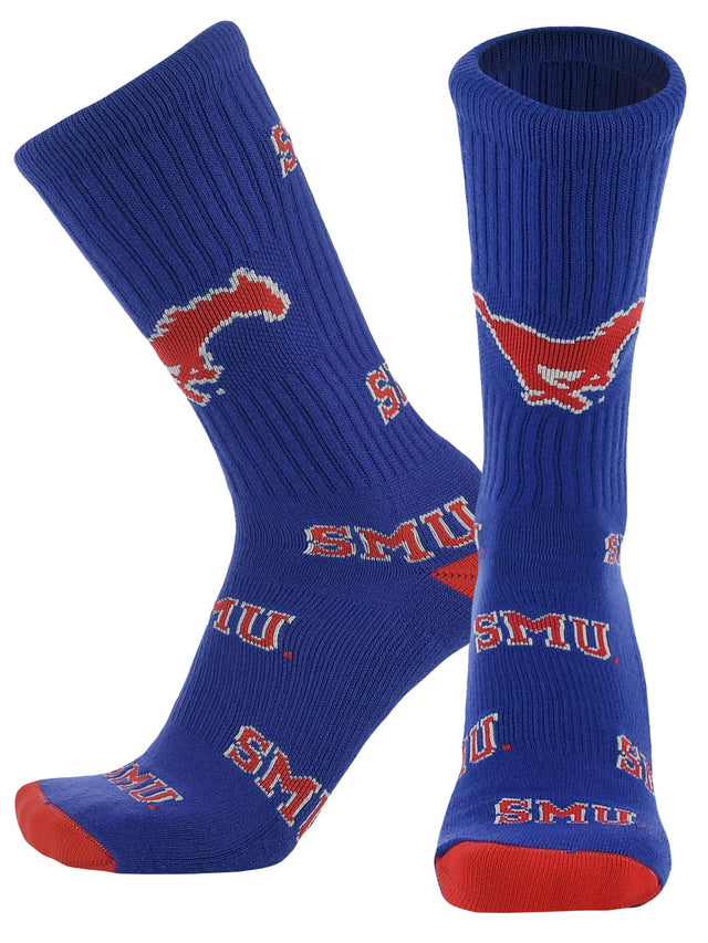 TCK SMU Royal/Scarlet / Large SMU Mustangs Mayhem Crew Socks