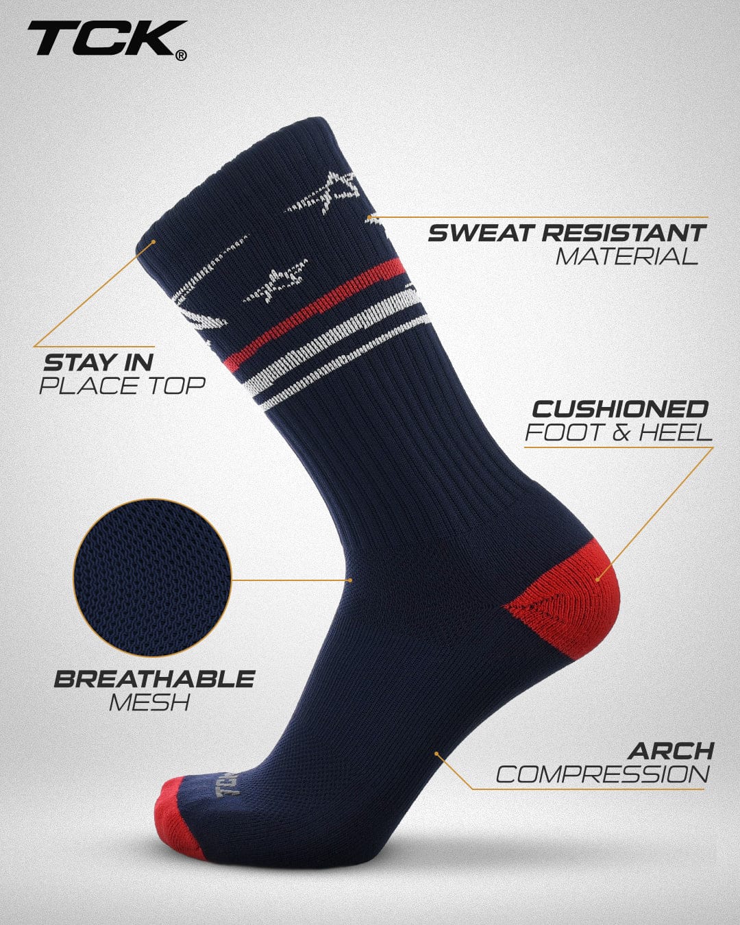 TCK Star Spangled Scribble Hand Drawn Stars Crew Socks