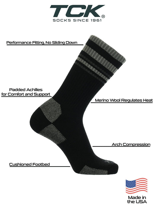 TCK Striped Merino Wool Hiking Socks For Men & Women