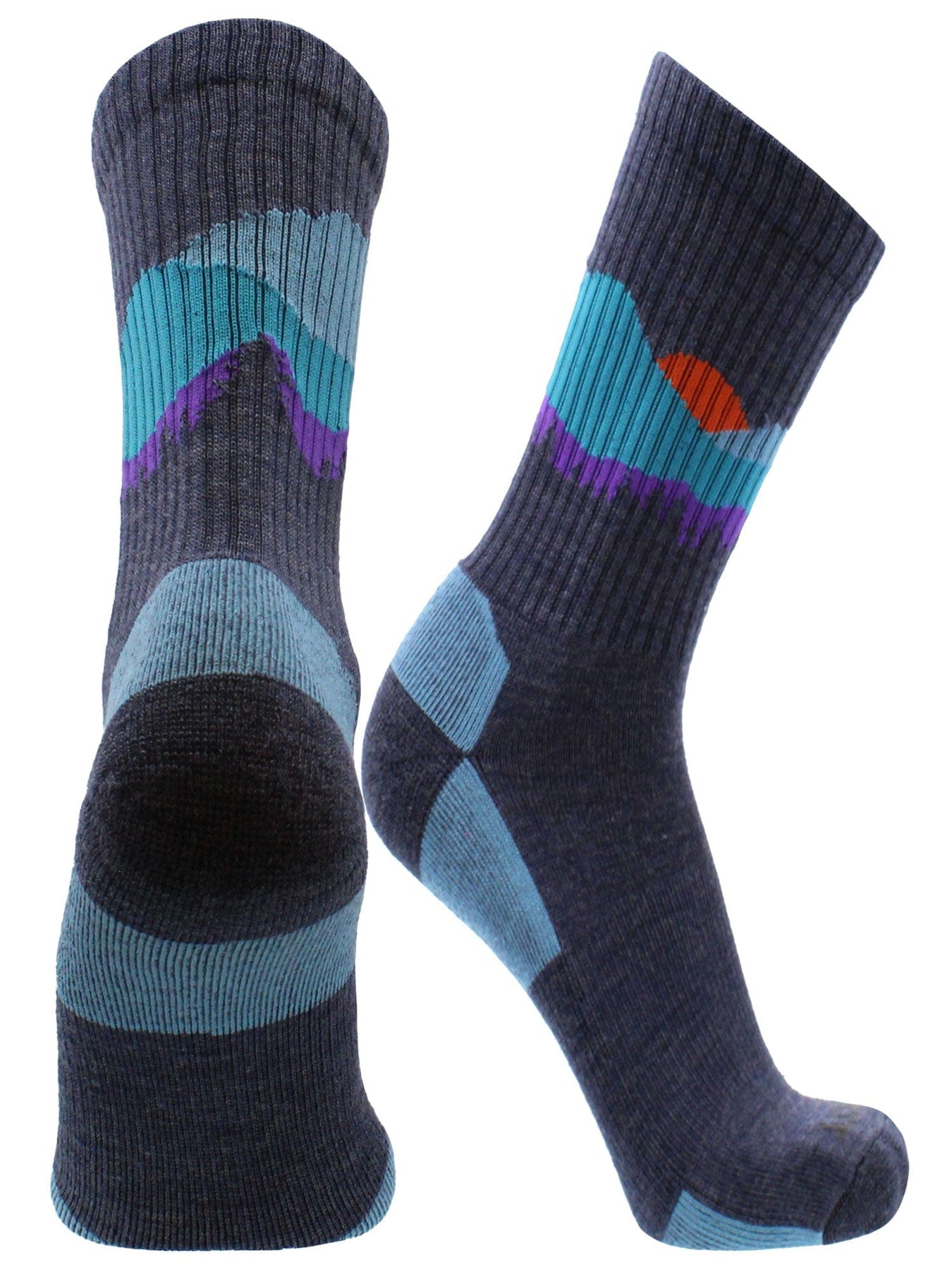 Walking Socks in Organic Wool. Green rib-knit adult walking socks