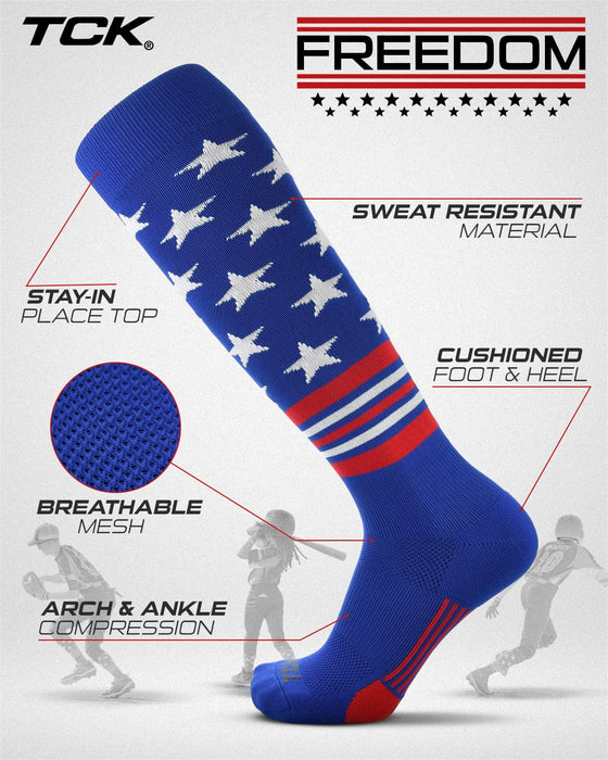 TCK TCK Freedom Dugout USA Made Stars & Stripes OTC Socks