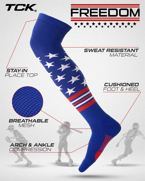 TCK TCK Freedom Dugout USA Made Stars & Stripes OTK Socks