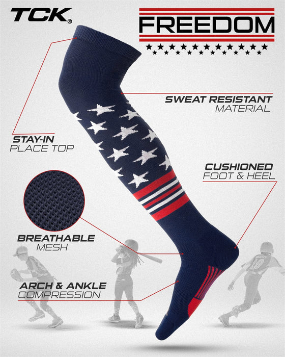 TCK TCK Freedom Dugout USA Made Stars & Stripes OTK Socks