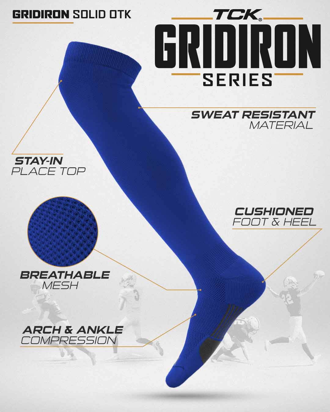 TCK TCK Over the Knee Football & Flag Socks - Made in USA