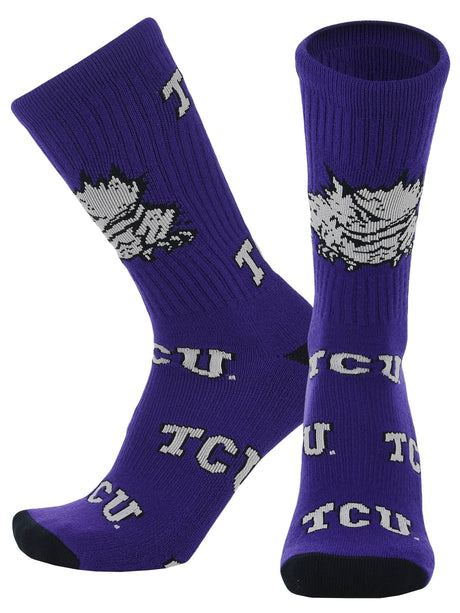 TCK TCU Purple/Black/White / Large TCU Horned Frogs Mayhem Crew Socks