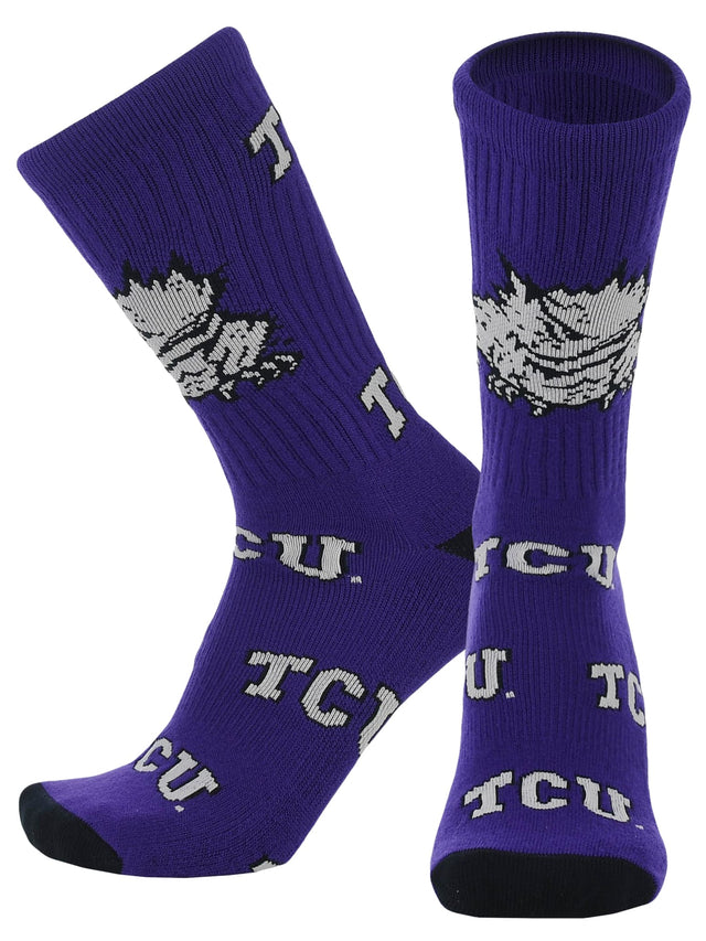 TCK TCU Purple/Black/White / Large TCU Horned Frogs Mayhem Crew Socks