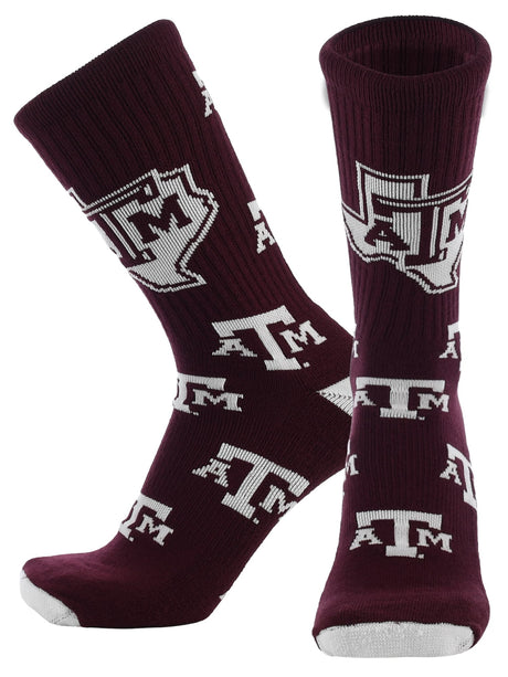 TCK Texas A&M Maroon/Grey/White / Large Texas A&M Aggies Mayhem Crew Socks
