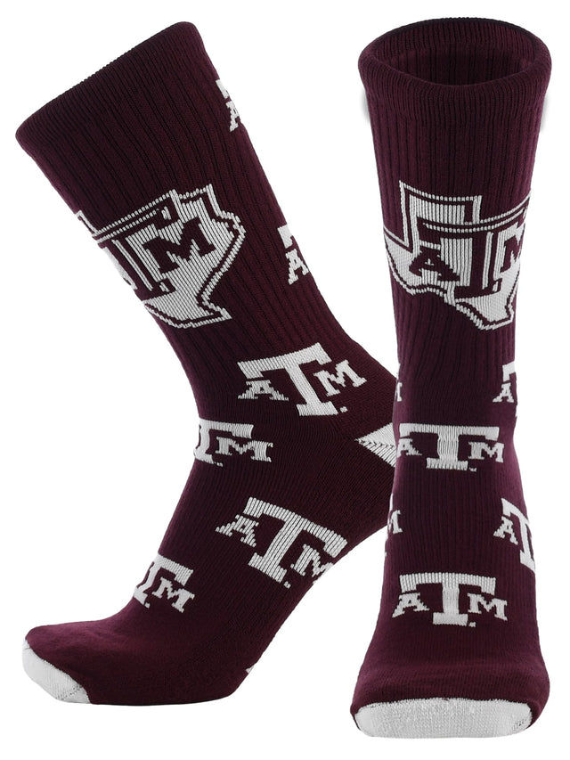 TCK Texas A&M Maroon/Grey/White / Large Texas A&M Aggies Mayhem Crew Socks