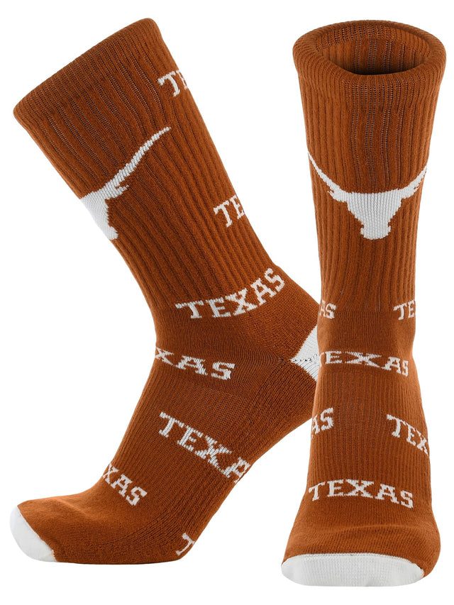 TCK Texas Burnt Orange/White / Large Texas Longhorns Mayhem Crew Socks