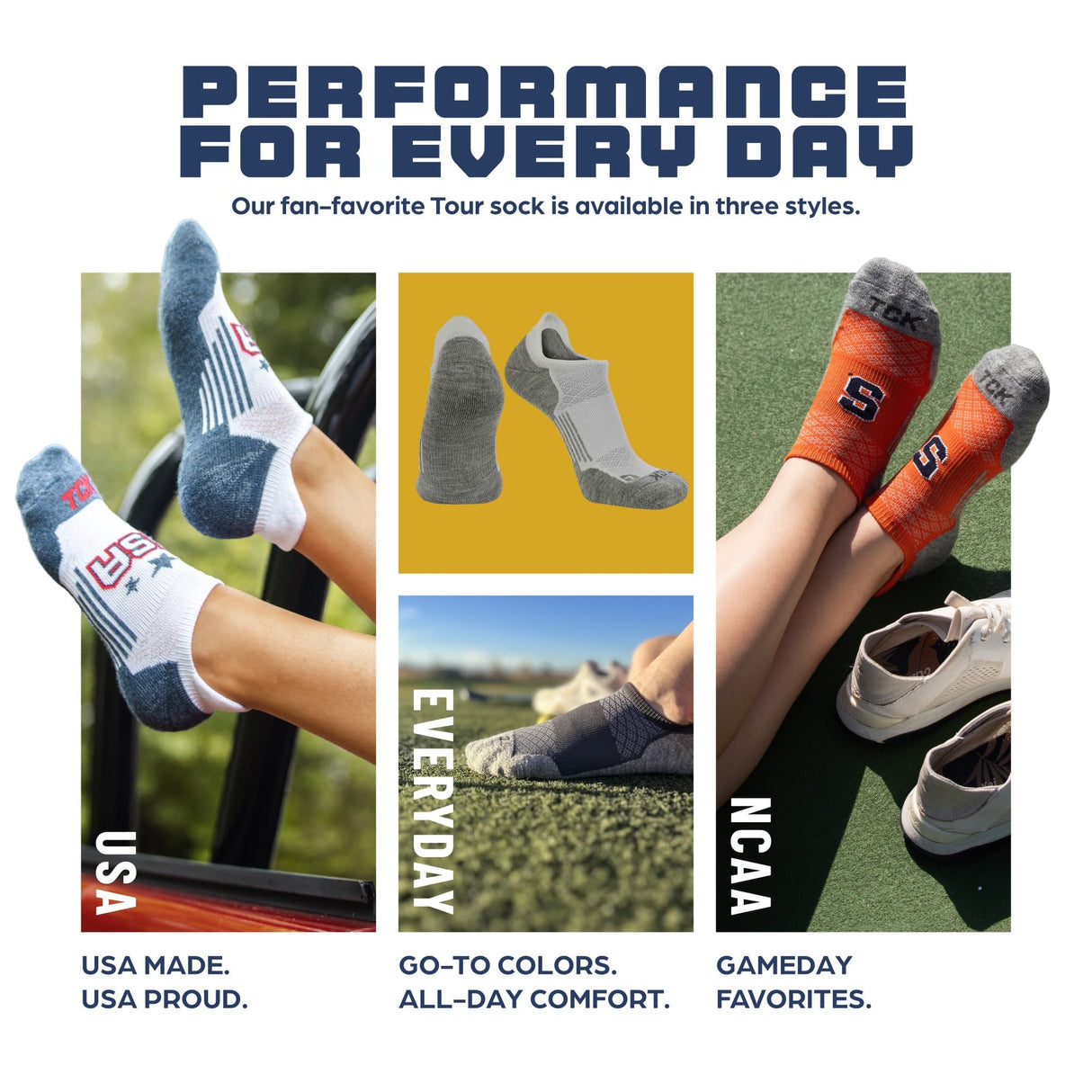 TCK The Tour Golf Socks for Men and Women's No Show