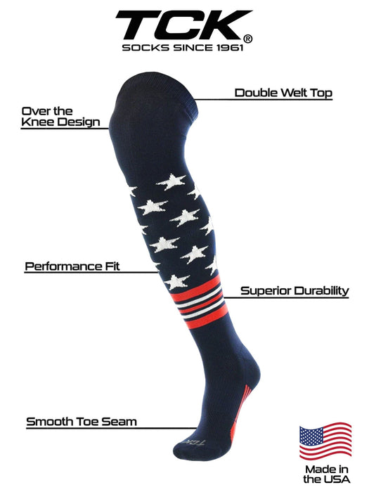 TCK USA Freedom Baseball Socks Long Over the Knee