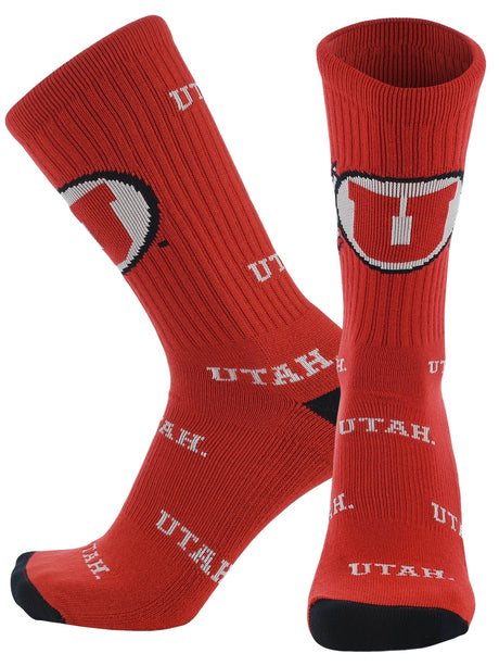 TCK Utah Scarlet/Black/White / Large Utah Utes Mayhem Crew Socks