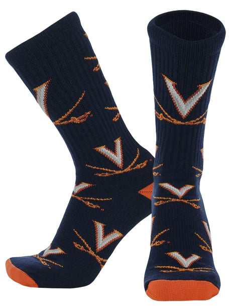 TCK Virginia Navy/Orange/White / Large Virginia Cavaliers Mayhem Crew Socks