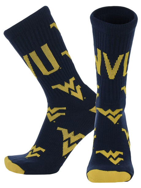 TCK West Virginia Navy/Gold / Large West Virginia Mountaineers Mayhem Crew Socks