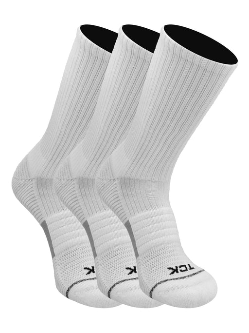 TCK White-3 Pack / Large Athletic Sports Socks Crew Length 3-pack