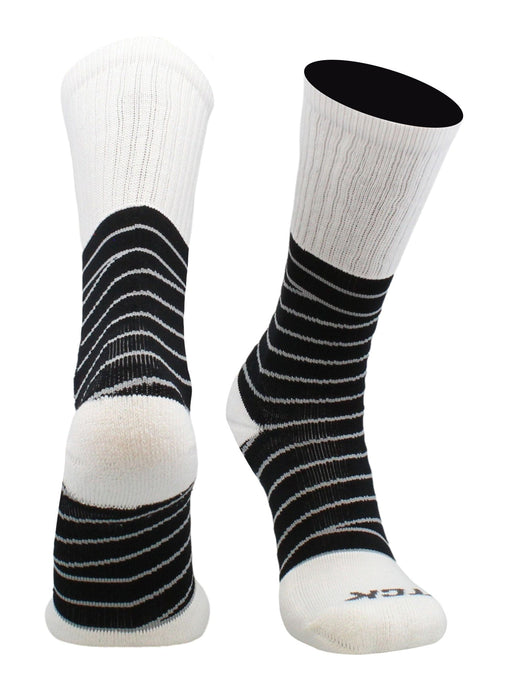 TCK White/Black / Large Ankle Support Tape Socks For Football, Basketball, & Volleyball