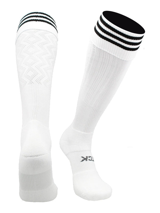 TCK White/Black / Large Premier Soccer Socks with Fold Down Stripes