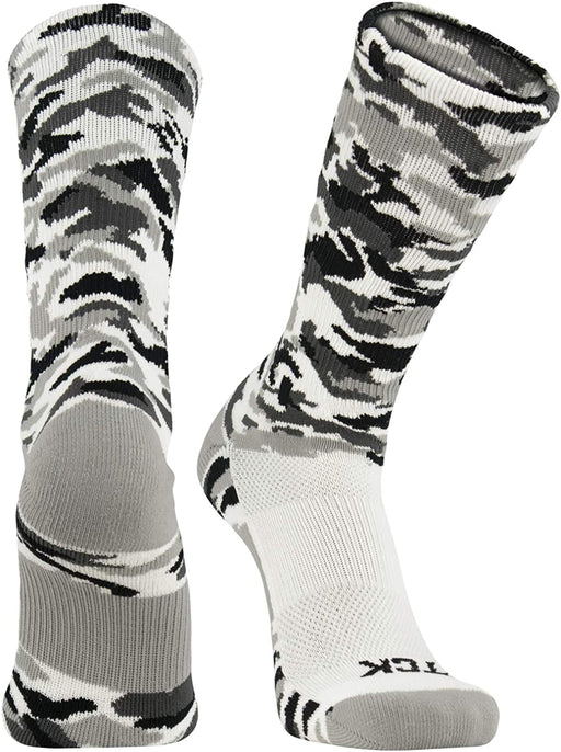 TCK White Camo / Large Elite Sports Socks Woodland Camo Crew