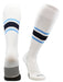 TCK White/Columbia Blue/Navy / Large Elite Performance Baseball Socks Dugout Pattern E