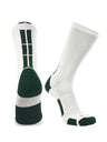 TCK White/Dark Green / Large Baseline 3.0 Athletic Crew Socks Adult Sizes Team Colors