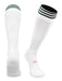 TCK White/Dark Green / Medium Premier Soccer Socks with Fold Down Stripes