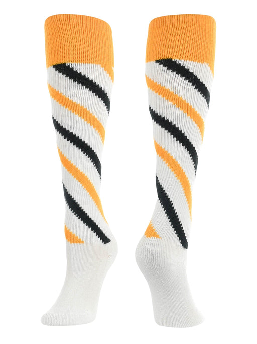 TCK White/Gold/Black / Small Candy Stripes Softball Socks Knee High