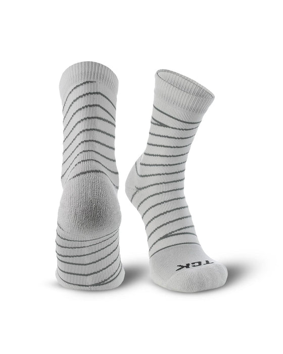 TCK White/Gray / Large Compression Tape Sock – Ankle Support for Basketball & Football | Boost Circulation & Reduce Pain