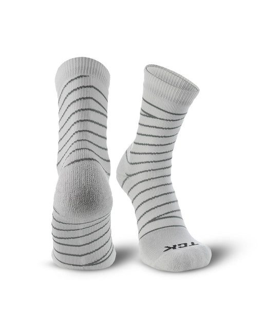 TCK White/Gray / Large Compression Tape Sock – Ankle Support for Basketball & Football | Boost Circulation & Reduce Pain