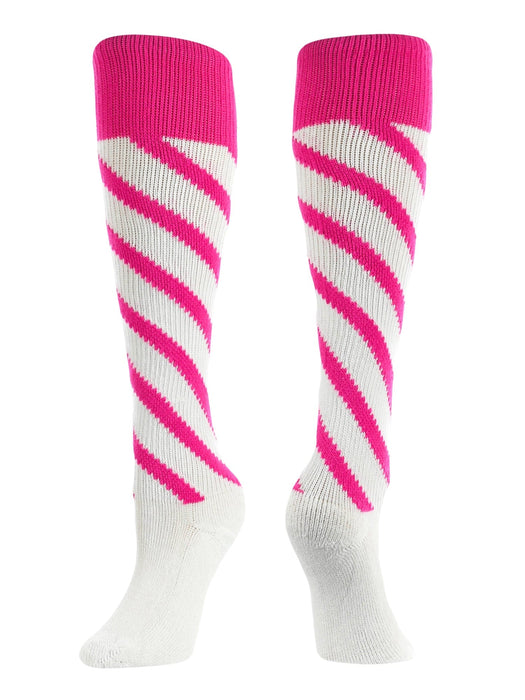 TCK White/Hot Pink/Hot Pink / Small Candy Stripes Softball Socks Knee High